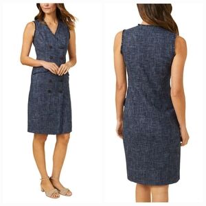 J. McLaughlin Navy Double-Breasted Midi Dress